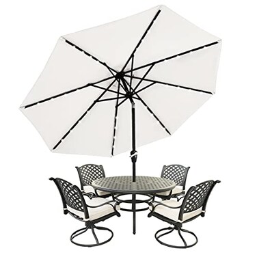 MASTERCANOPY 9ft Patio Umbrella with Solar Lights, Light Beige