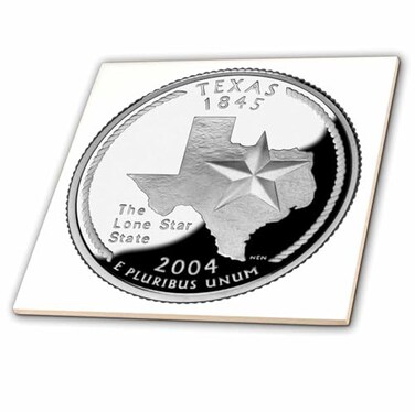 3dRose State Quarter of Texas ,PD-US-Ceramic Tile, 4" ,ct553381