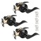 Probrico ,3 Pack Black Entry Knobs with Lock and Key, Keyed Alike Lockset Combo Pack, Indoor and Outdoor Leversets, Reversible for Both Left and Right Open