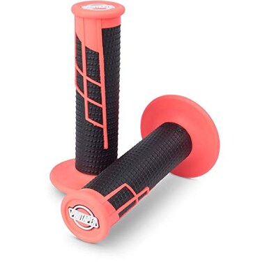 Pro Taper Clamp On Grips - 1/2 Waffle ,NEON RED/Black