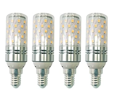 CTKcom 12W E12 LED Corn Candelabra Light Bulbs ,4 Pack,E12 Base 3000K Warm White Chandelier Bulbs,1400LM Lights Bright White,AC85-265V,Silver