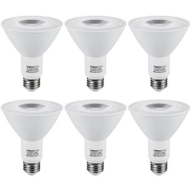 TORCHSTAR 6-Pack PAR30 LED Bulb, CRI90Dimmable, 8W Equivalent 75W, 3000K