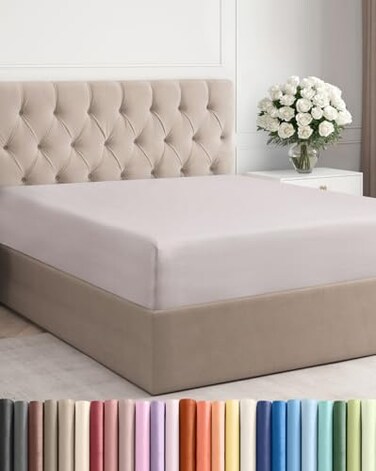 CGK Unlimited King Fitted Sheet - Single Fitted Sheet Only - Deep Pockets - Light Grey