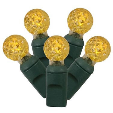 Vickerman 100 Light G12 LED Light Set Yellow Lights on Green Wire