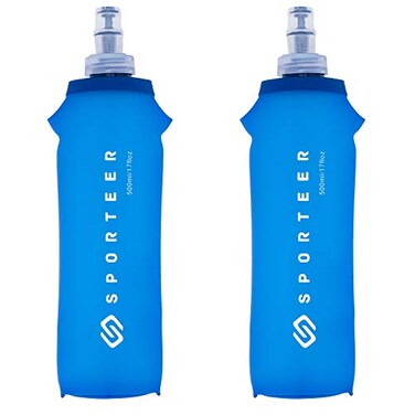 Sporteer 500ml Soft Flask ,2-Pack- Collapsible Water Bottle for Running