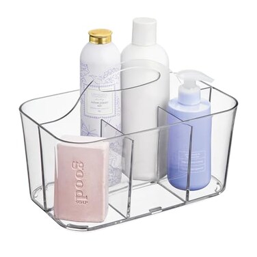 iDesign 4-Section Storage Caddy with Handle, Clear