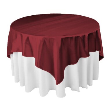 LTC LINENS LinenTablecloth 72-Inch Square Satin Overlay Burdy