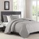 BOURINA Quilt Set Grey King Embroidery 3-Piece Soft Bedding Set Bedspread
