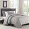 BOURINA Quilt Set Grey King Embroidery 3-Piece Soft Bedding Set Bedspread