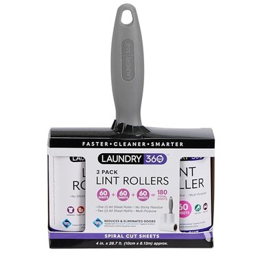 Laundry 360 3 Pack Lint Rollers3 Pack180 Sheets per RollGood for PantsCoatsSweatersDressesSuitsFormal Wear