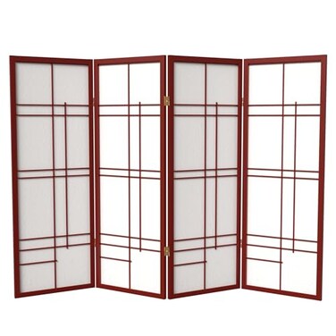 Red Lantern 4 ft. Short Eudes Shoji Screen - Rosewood - 4 Panels