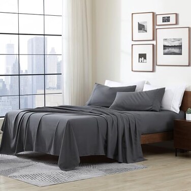 Cathay Home King Sheet Set, Ultra-Soft Microfiber Bed Sheets, Grey