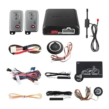 EASYGUARD EC002-T Smart Key PKE Car Alarm System Auto Start Starter Push Start Stop Button NFC Lock and Unlock entryAccess Keyless Go System DC12V Rolling Code