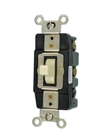 Leviton 30-Amp 120-Volt Toggle Double-Pole AC Quiet Switch, 1288-I, Ivory