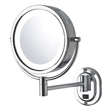 JERDON Hardwired Wall-Mount Makeup Mirror - 5X/1X - Chrome - HL165CLD