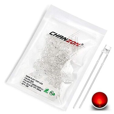 CHANZON 100 pcs 3mm Red LED Diode Lights ,DC 2V 20mA