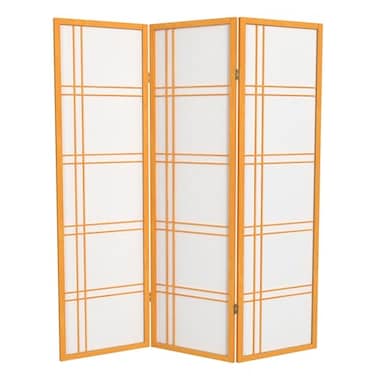Red Lantern 5 ft. Tall Double Cross Shoji Screen - Honey - 3 Panels