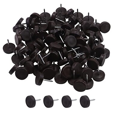 Antrader 100Pcs 5/8" Dia. Nylon Slider Glides Nail-on Floor Protector Brown