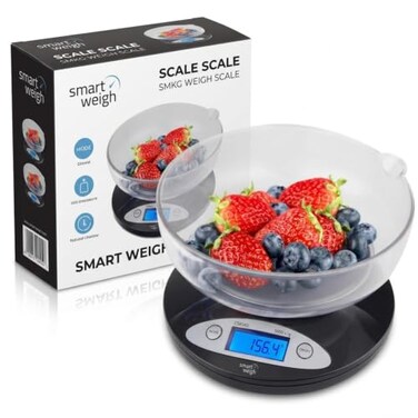 Smart Weigh Kitchen Scale with Removable Bowl, 11 lb x 0.1 oz, Meal Prep