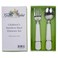Golden Rabbit Enamelware Flatware Gift Set, Fork and Spoon, Solid White Textured