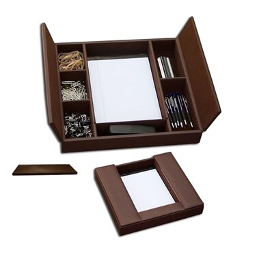 Dacasso Classic Chocolate Brown Leather Enhanced Conference Room Organizer