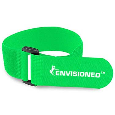 ENVISIONED Reusable Cinch Straps 2" x 72" - 2 Pack - Hook and Loop Straps ,Neon Green