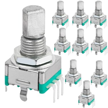 DIYhz 10 Pcs EC11 Rotary Encoder Dode Switch Audio Digital Potentiometer with Switch - 15MM