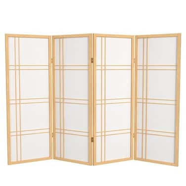 Red Lantern 4 ft. Short Double Cross Shoji Screen - Natural - 4 Panels