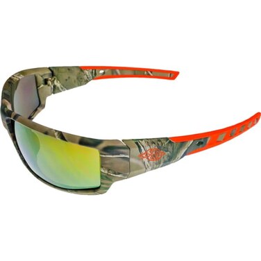 Crossfire Cipher Safety Glass, Camo Frame, Gold Mirror Lens
