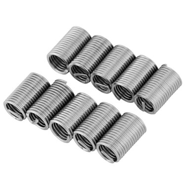 Walfront 10 Pcs Wire Insert Thread 304 Stainless Steel Wire Screw Sleeve Inserts Thread Repair Kit Wire Thread Repair Insert M8x1.25x3D Used in Various Low Strength Materials