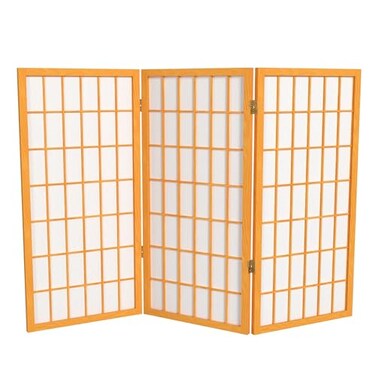 Red Lantern 3 ft. Short Window Pane Shoji Screen - Honey - 3 Panels