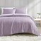 BOURINA Embroidery Quilt Set Lavender Oversized Queen 3-Piece Bedding Set