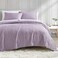BOURINA Embroidery Quilt Set Lavender Oversized Queen 3-Piece Bedding Set