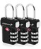 Fosmon TSA Approved Luggage Locks, 3 Digit Combination, 3 Pack Black