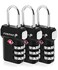Fosmon TSA Approved Luggage Locks, 3 Digit Combination, 3 Pack Black