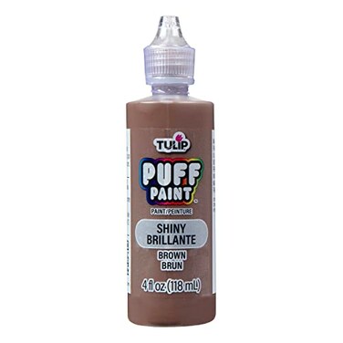 Tulip Puff Fabric Paint , Permanent Craft Paint for Clothes, DIY Projects, Notoxic, 4 fl oz, Shiny Brown