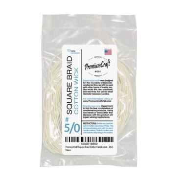 PremiumCraft Square Braid Cotton Candle Wick -5/0