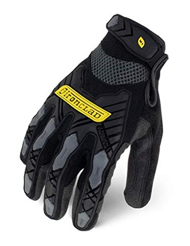 Ironclad X-Large Black Touchscreen Command Impact Work Gloves, Hand Safety, Anti-Vibration Reducing Pads, Sweat Management, HookLoop Closure