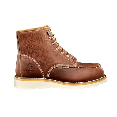 Carhartt Men's Waterproof 6" Moc Steel Toe Wedge Work Boot, Soft Tan Full Grain Leather - 10 M