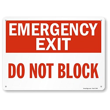 SmartSign "Emergency Exit - Do Not Block" Sign10" x 14" Plastic