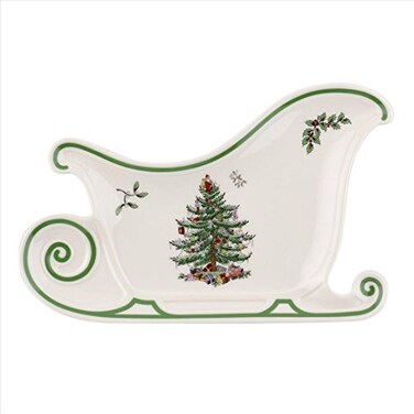 Spode Christmas Tree Embossed Sleigh Porcelain Serving Platter