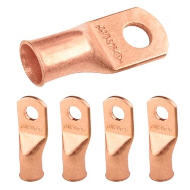 SELTERM 5pcs 1/0 AWG 5/16" Stud Heavy Duty Bare Copper Battery Wire Lugs
