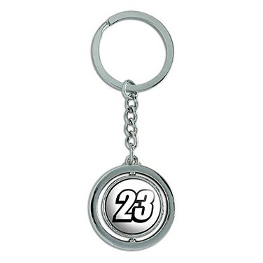 GRAPHICSMORE 23 Number Twenty Three Spinning Round Metal Key Chain Keychain Ring