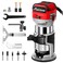 AVID POWER 6.5 Amp 1.25 HP Compact Router Tools for Woodworking, Fixed Base Wood Router with Trim Router Bits, 6 Variable Speeds, Edge Guide, Roller Guide, Dust Hood ,Red, 65mm