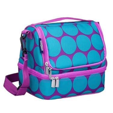 Wildkin Two Compartment Lunch Bag, Big Dot Aqua