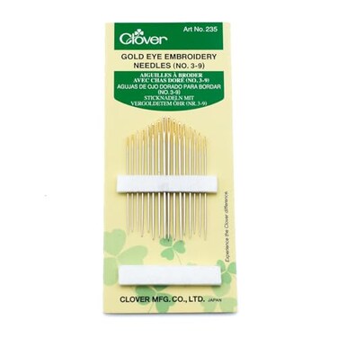 Clover Gold Eye Embroidery Needles Size 3-9 - 16 Pack