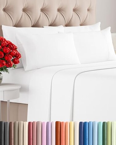 CGK Unlimited Full 6 Piece Bed Sheet Set - Comfy, BreathableCooling Sheets - White