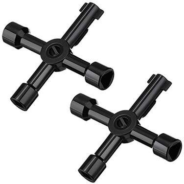Shappy 2 Pack 4 Way Cabinet Panel Keys for Water Meter, Black
