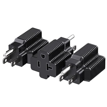 Cable Matters 3-Pack 15 Amp to 20 Amp Plug Adapter, Black