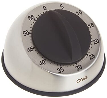 OGGI Countdown 60-Minute Kitchen Timer- Stainless Steel Countdown Timer, Cooking Timer, Ideal Time Management, Stainless Steel Kitchen Accessories, Great Addition to Kitchen Gadgets